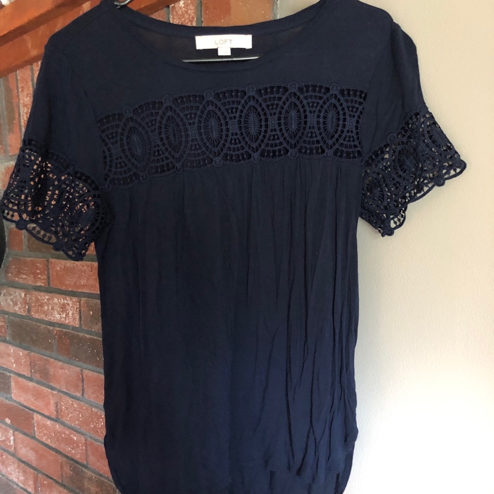 Navy lace detail T-shirt